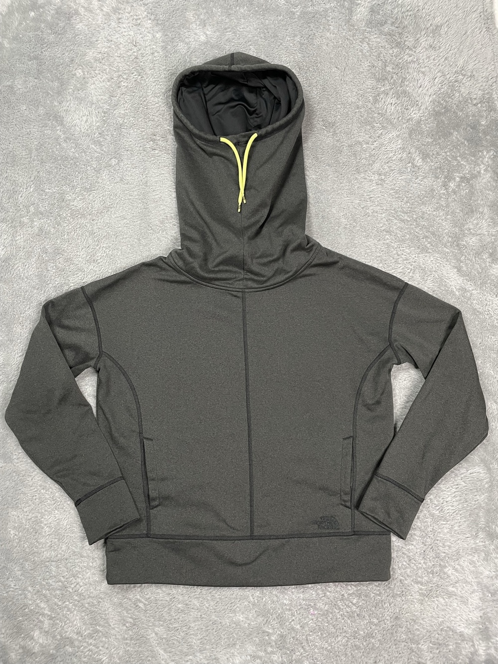 The North Face Hoodie Womens XL Gray High Neck Lined Pullover Pockets Thumbholes